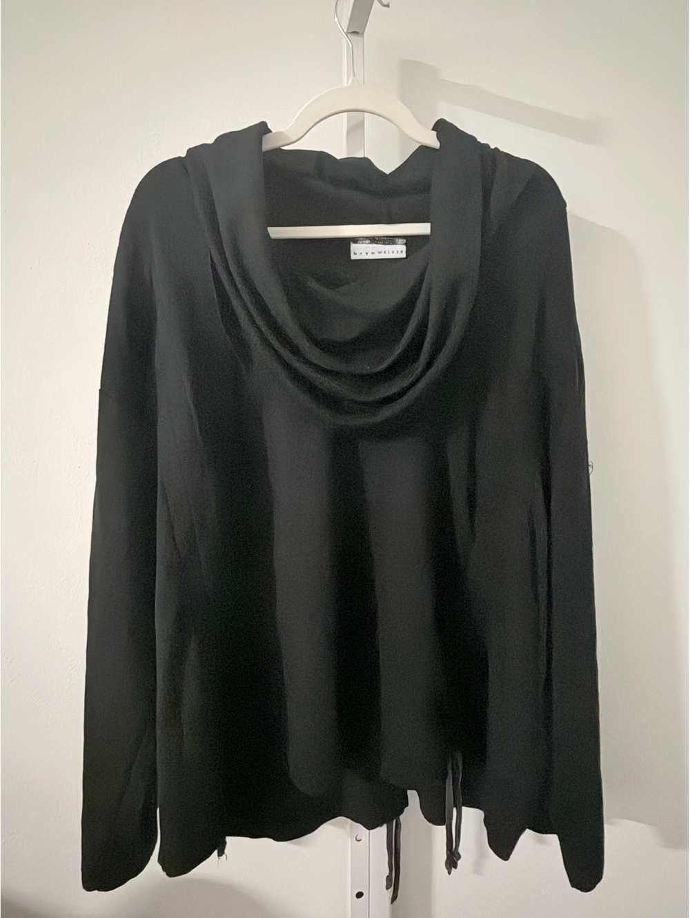 Bryn Walker Black Modal Cowl Neck Oversized Tunic Top Lagenlook Made in USA